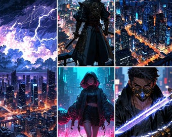 Cyberpunk Anime Wallpapers Pack – Neon 4K Backgrounds for PC, Laptop & Mac | Sci-Fi Digital Art