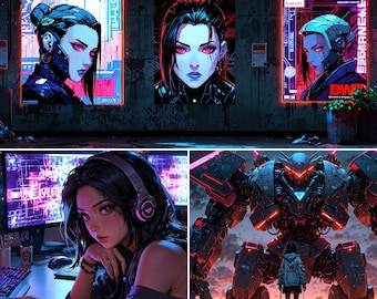 Cyberpunk Anime Wallpapers Pack – Neon 4K Backgrounds for PC, Laptop & Mac | Sci-Fi Digital Art