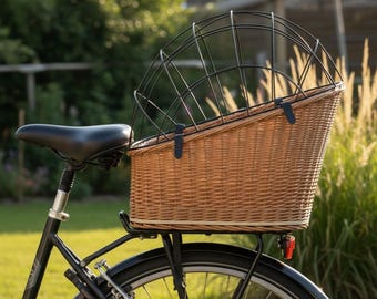 犬用ハンドメイド籐自転車バスケット、キャリア（ホワイト）、素材