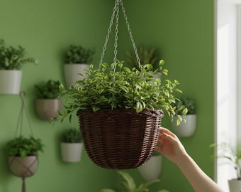 Wicker Hanging Planter, Wicker Hanging Basket, Woven Hanging Planter, Rattan Hanging Planter, Wicker Plant Basket, Hanging Plant Basket