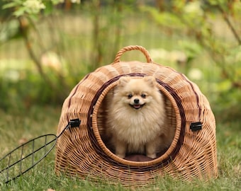 Wicker pet carrier, Wicker Cat Carrier, Handmade Wicker cat cave, Woven cat bed, Travel cat basket, Natural Wicker Pet Home, Pet furniture