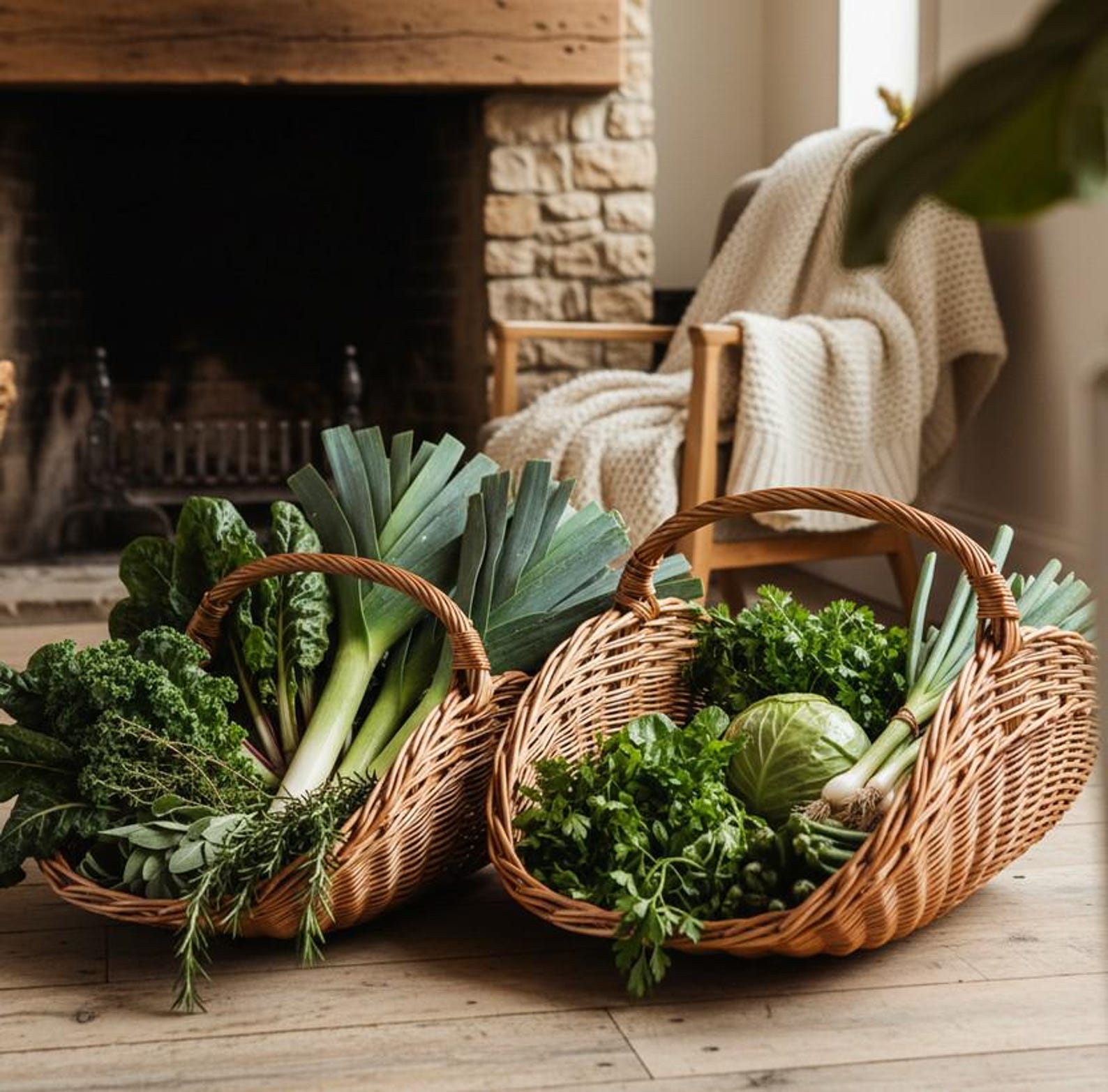 Wicker Harvest Basket, Wicker flower basket with handle, Farmhouse Storage Basket, Garden Harvest Basket, Natural Wicker Basket, Log basket
