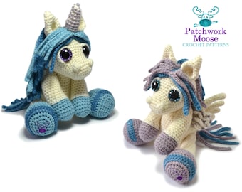 Pegasus and Unicorn Crochet Pattern PDF Instant Download - Perdita and Irma