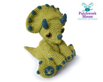 Dinosaur Triceratops Amigurumi Crochet Pattern PDF Instant Download - Chester