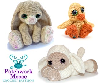 Amigurumi Easter Crochet Pattern Bundle for bunny, lamb and chick pattern PDF's