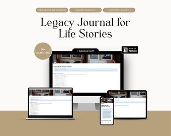 Legacy Journal for Life Stories Notion Template | Guided Autobiography Memory Book | Family History Digital Download