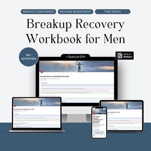 30 Day Breakup Recovery Workbook for Men Notion Template | Emotional Healing | Separation Therapy | Mental Health Digital Download