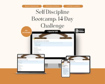 Self Discipline Workbook Notion Template| 14 Day Challenge Habit Tracker | Goal Setting Productivity Planner| Mental Health Digital Download