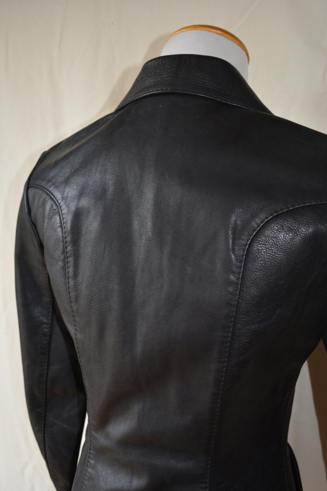 GLASSWATER vintage 70's black leather jacket XS/S | Etsy