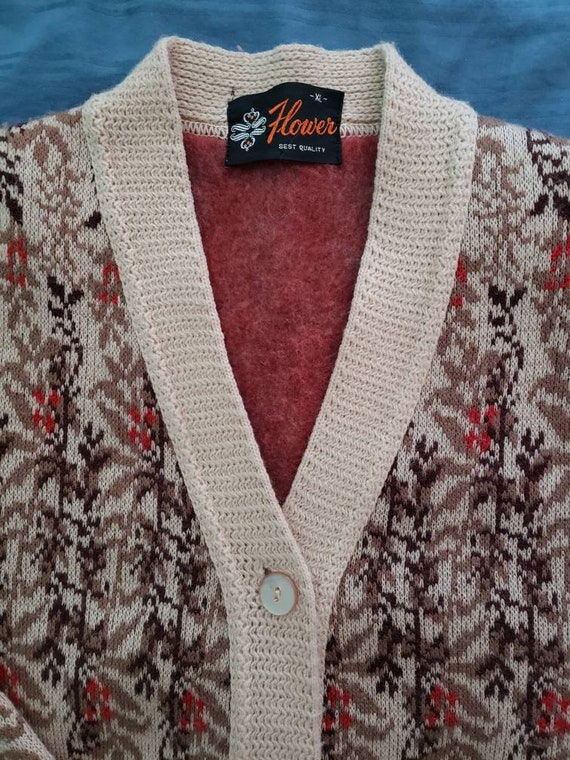 vintage 1960s cozy knit grandpa cardigan pattern … - image 4