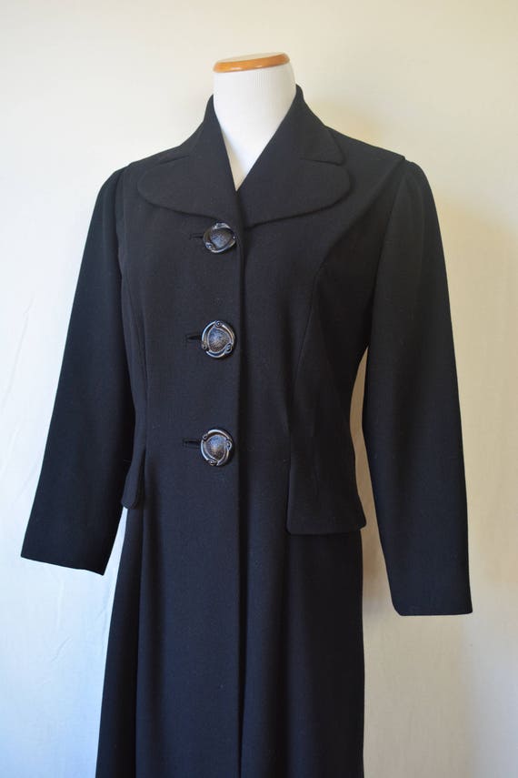 vintage 1940's BONWIT TELLER black wool coat S