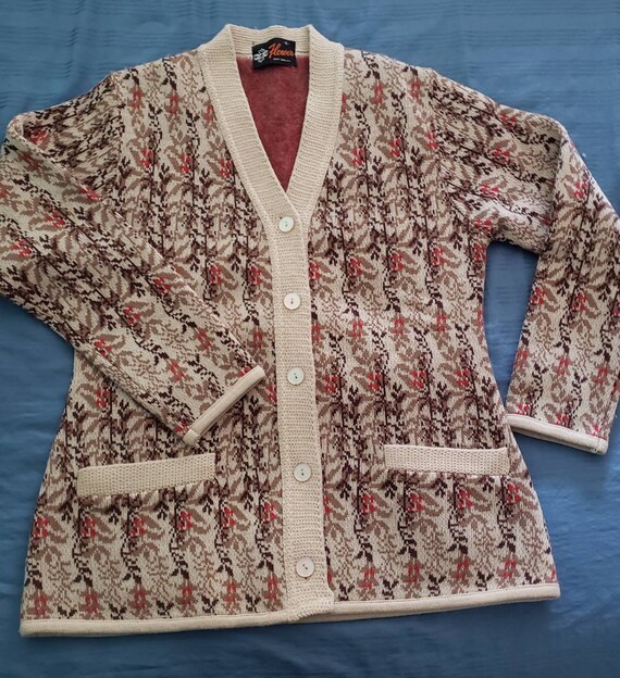 vintage 1960s cozy knit grandpa cardigan pattern … - image 1