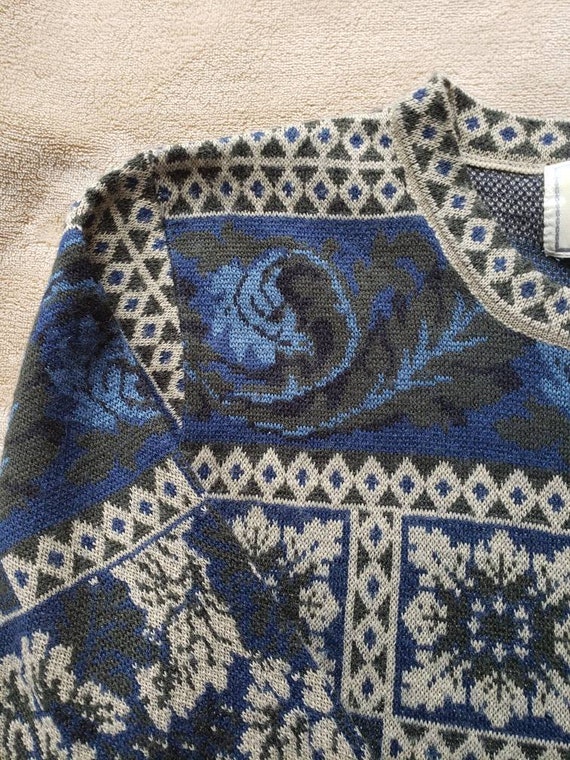 vintage 90's Intarsia wool blend knit sweater S - image 4