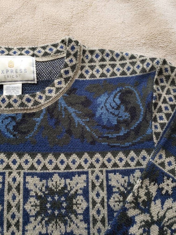 vintage 90's Intarsia wool blend knit sweater S - image 6