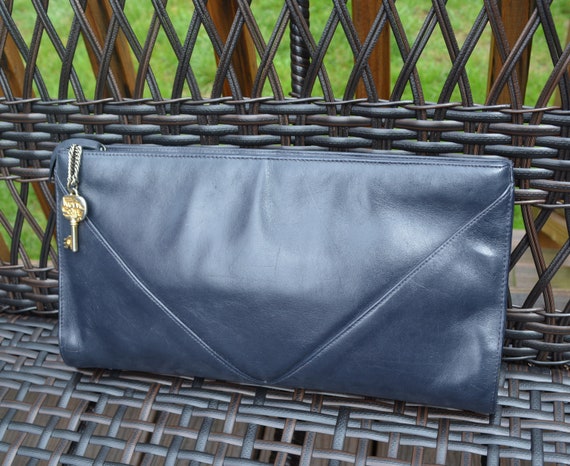 vintage navy clutch bag