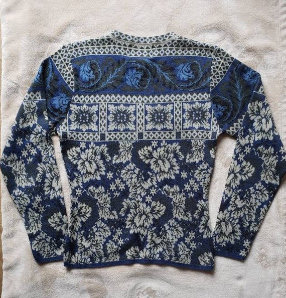 vintage 90's Intarsia wool blend knit sweater S - image 2