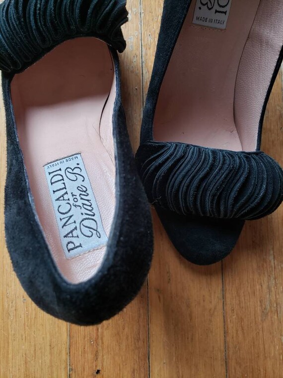 Vintage 1980s classy black suede pumps 7m - image 6