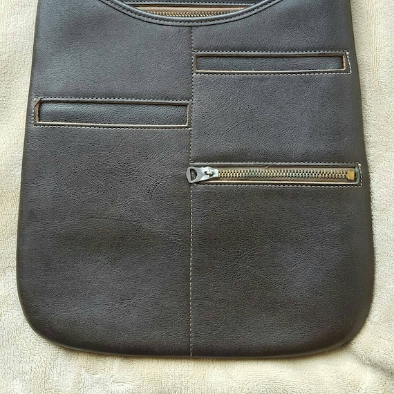 Vintage 1960s Bonnie Cashin brown leather messenge