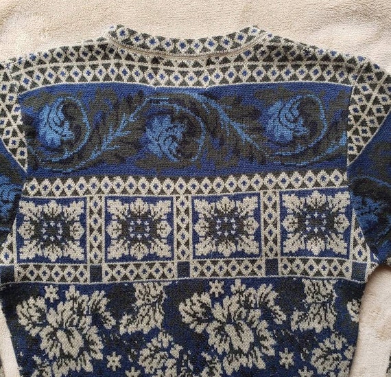 vintage 90's Intarsia wool blend knit sweater S - image 5