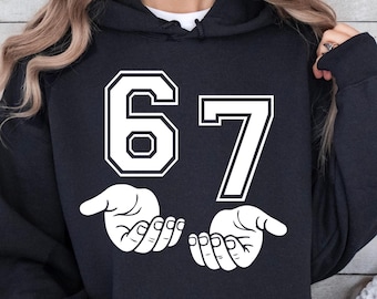 Six Seven Meme Hoodie, Funny Hand Gesture Pullover, 6-7 Viral TikTok Quote Sweatshirt, Internet Humor Gift