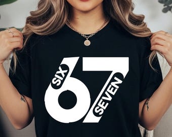 Comfort Colors 6-7 Shirt, Retro Block Six Seven Tee, Vintage Washed Minimal Meme Design, Viral Aesthetic Streetwear Top