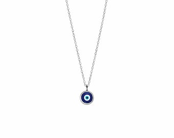 Sterling Silver Evil Eye Necklace, Turkish Nazar Pendant, Protection Jewelry, Dainty Friendship Necklace