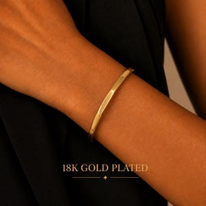 18K Gold Plated Bangle Bracelet, Minimalist Gold Bracelet, Geometric Cuff Bracelet, Gold Silver Jewelry, Stackable Bracelet for Women