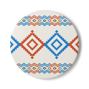 Southwestern Diamond Pattern Ceramic Coaster | Aztec Geometric Drink Mat