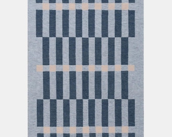 Scandinavian Kilim Wool Rug | Swedish Marianne Richter Inspired Blue Tone Flatweave Rug 8x10 ft