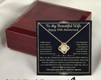 50th anniversary Husband to Wife Gift, Woven Knot Pendant Necklace, heartfelt jewelry