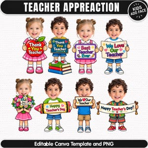 Teacher Appreciation Face Insert Template: Kids Add Face Custom Keepsake (Digital Download)