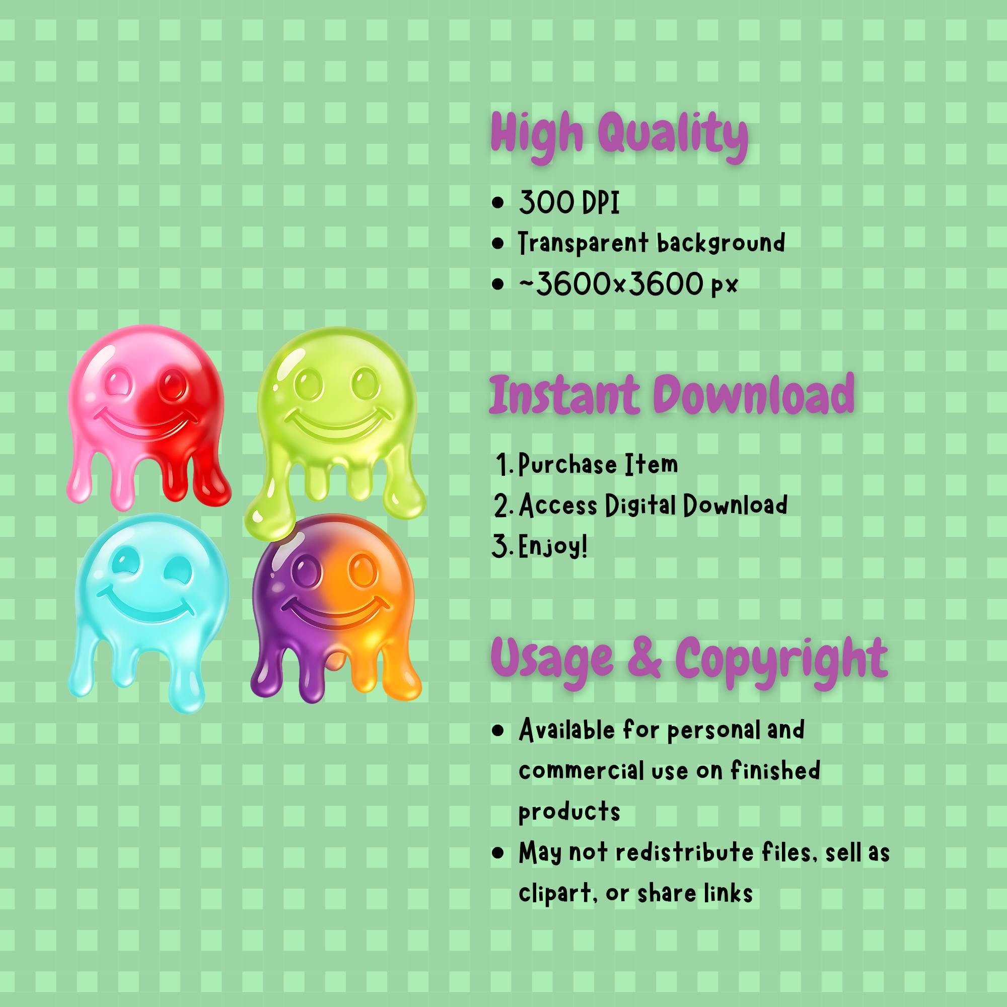 Melty Gummy Smiles PNG Set | Gummycore Smiley Clipart | Gimme Gummy ...