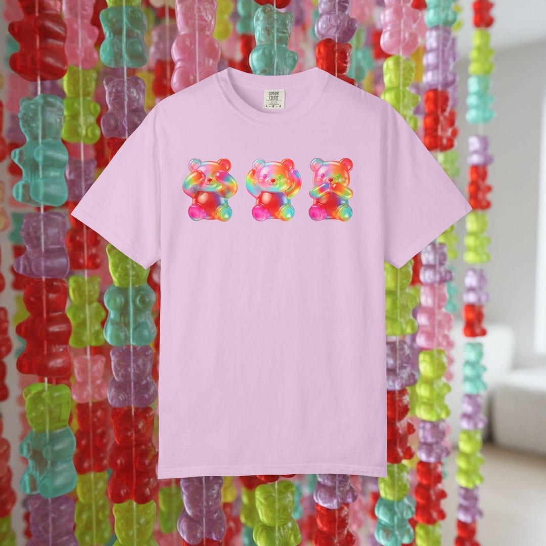 Gimme Gummy Three Wise Bears T-shirt | See Hear Speak Candy Design ...