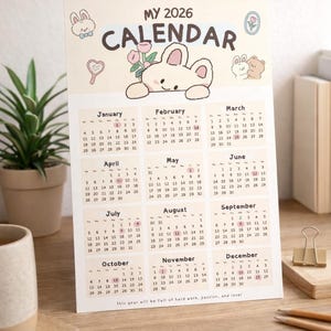 2026 Calendar Printable in PDF Format Simple and Minimal Design, A3 ...
