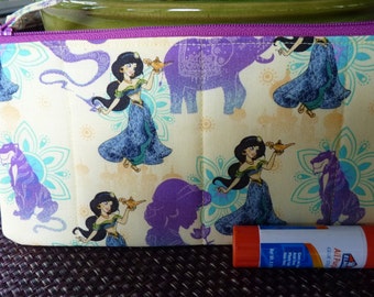 Handcrafted Princess Jasmine Zipper Pencil Case/ Pouch/Gadget /Travel Bag