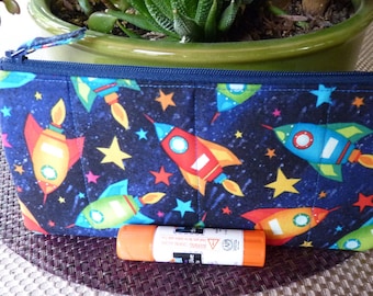 Handcrafted Rockets Zipper Pencil Case/Travel Bag/ Pouch/ Gadget Bag