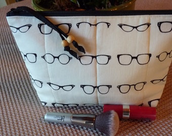 Handcrafted Eyeglasses Multi Purpose Zipper Pouch/Cosmetic/Travel/Gadget/Makeup Bag