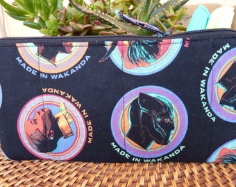 Handcrafted Black Panther Wakanda  Zipper Pencil Case/Travel Bag/ Pouch/ Gadget Bag