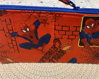 Handcrafted Spiderman Zipper Pencil Case/Travel Bag/ Pouch/ Gadget Bag
