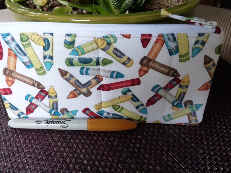Handcrafted Crayons Zipper Pencil Case/ Travel Bag/ Pouch/ Etsy
