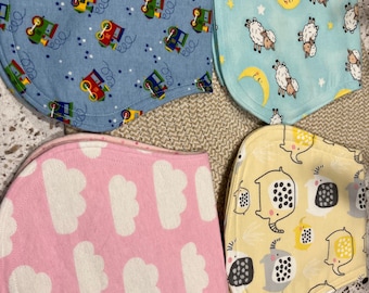 Handmade Flannel Baby Burp Cloths: Reversible Absorbent Shoulder Cover