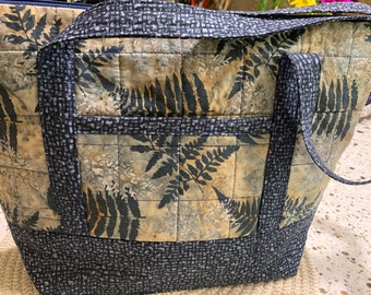 Handcrafted Large Fabric Shoulder Bag/Handbag/Purse/Tote Bag with Zipper Close