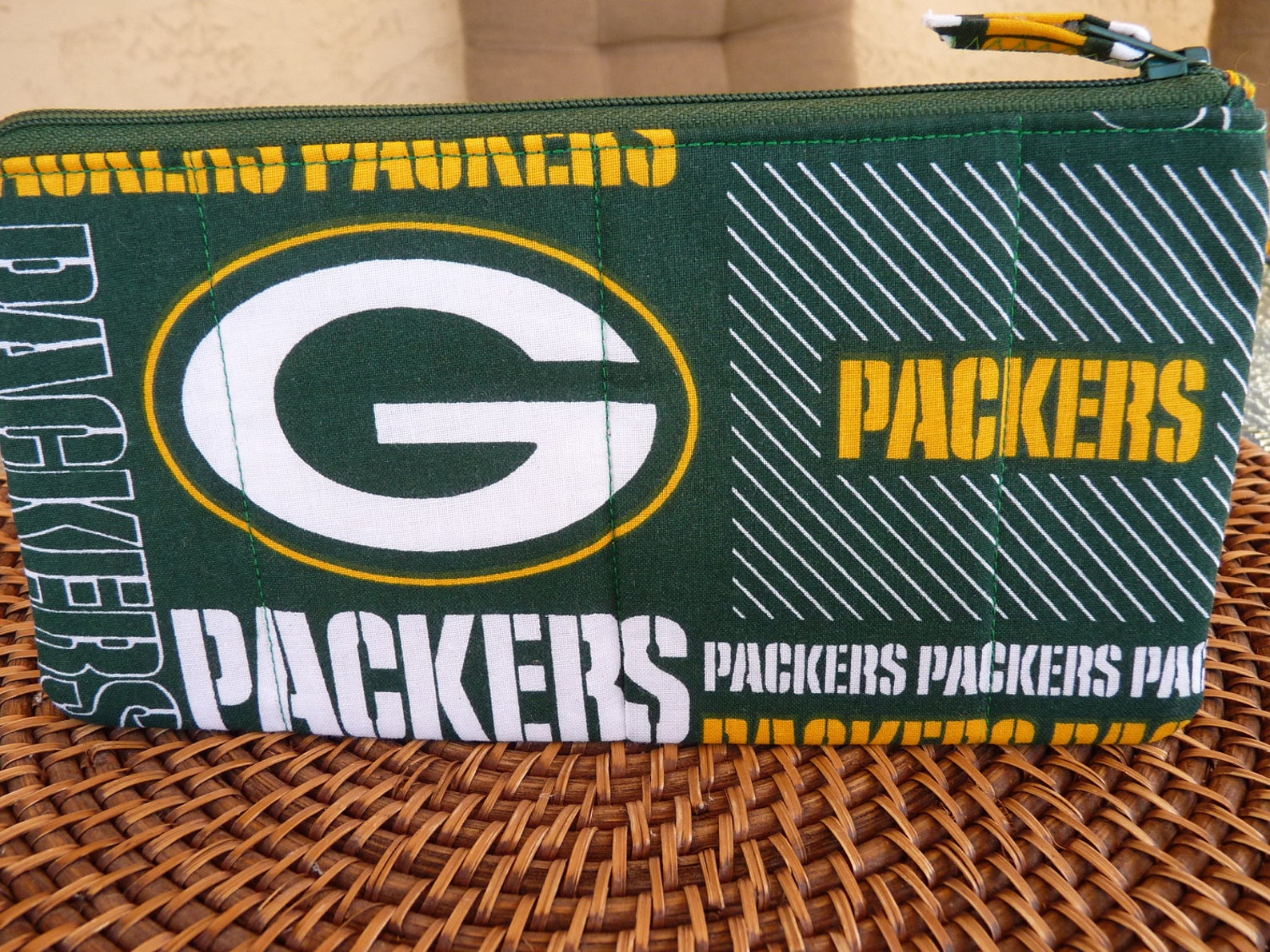 Handcrafted Green Bay Packers Zipper Pencil Case/Travel Bag/ Etsy
