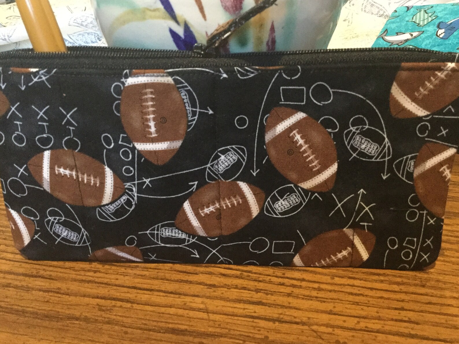 Handcrafted Football Zipper Pencil Case/travel Bag/ Pouch/ Etsy