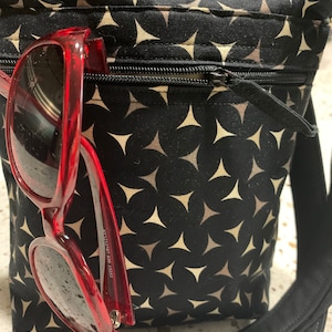 Handcrafted Black Cross Body Bag/Sling Bag/ Purse with Adjustable Strap/Outer Zipper Pocket