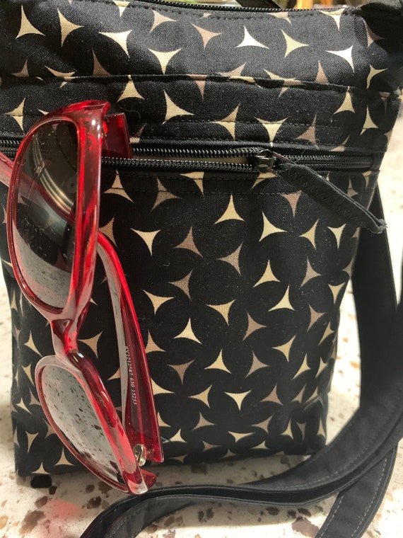 Black Leather Sling Bag with Patterned Adjustable Strap Mens Leather Sling Bag Embossed Pattern Crossbody Adjustable  main image 2