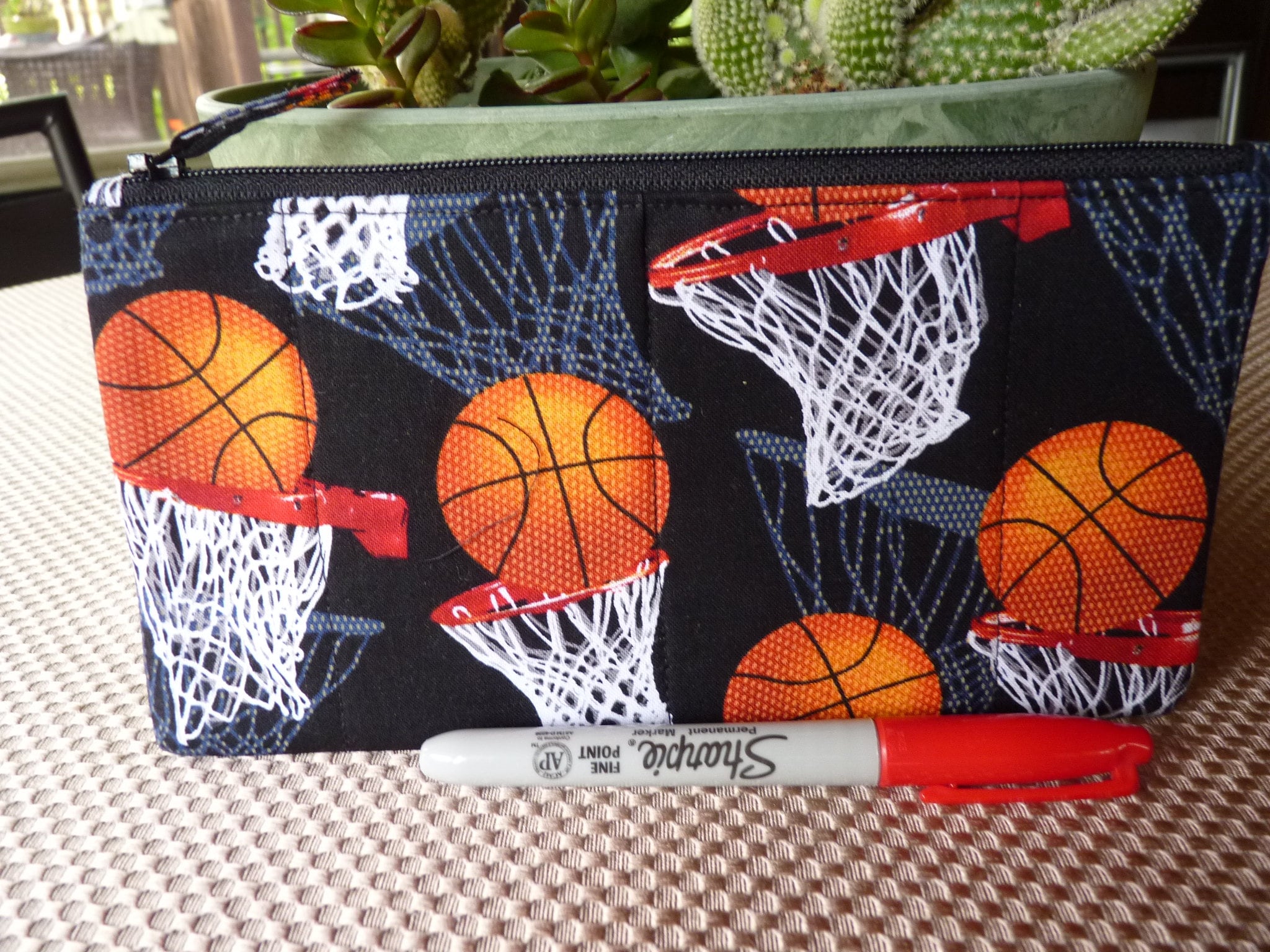 Handcrafted Basketball Zipper Pencil Case/ Travel Bag/ Pouch/ Etsy