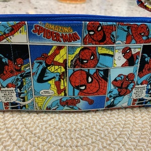 Handcrafted Spiderman Superhero Zipper Pencil Case/Travel Bag/ Pouch/ Gadget Bag