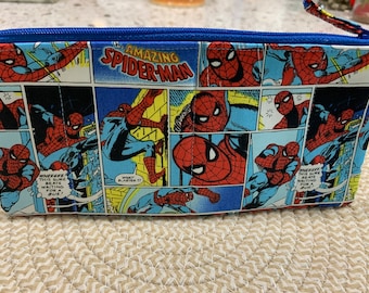Handcrafted Spiderman Superhero Zipper Pencil Case/Travel Bag/ Pouch/ Gadget Bag