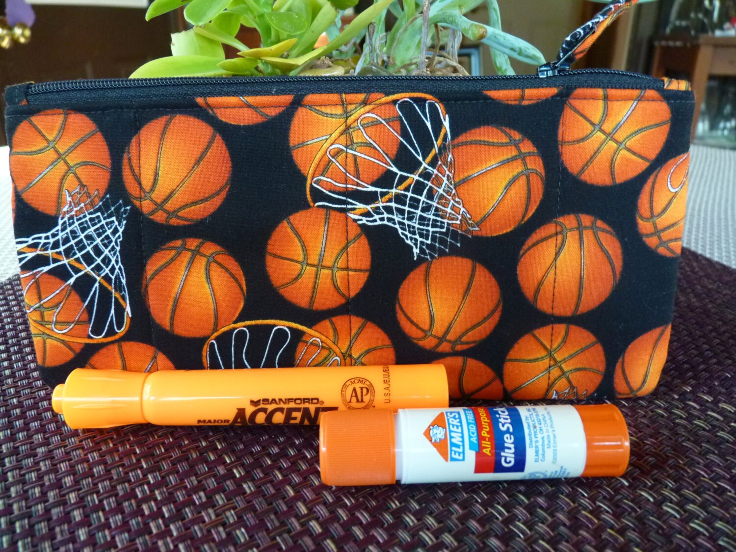 Handcrafted Basketball Zipper Pencil Case/Travel Bag/ Pouch/ Etsy
